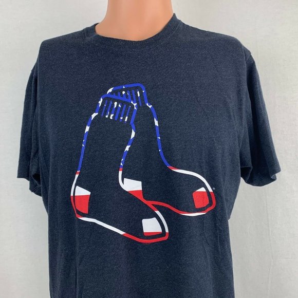 47 Brand Boston Red Sox Patriotic Logo T Shirt MLB Baseball July 4th Blue Size M - Picture 1 of 5